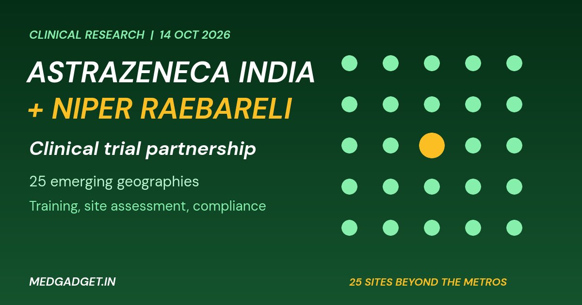 Graphic: AstraZeneca India clinical trial partnership with NIPER Raebareli, a grid of 25 trial sites beyond the metros