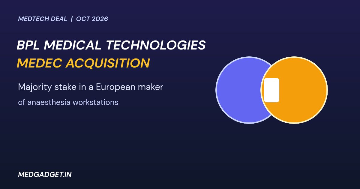 Graphic: BPL Medical Technologies Medec acquisition showing two linked circles for the two companies