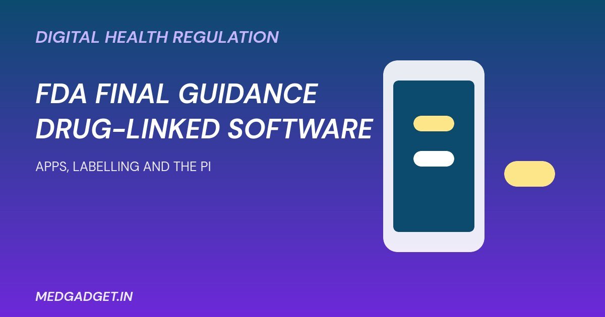 FDA prescription drug software guidance graphic with a phone app and a pill
