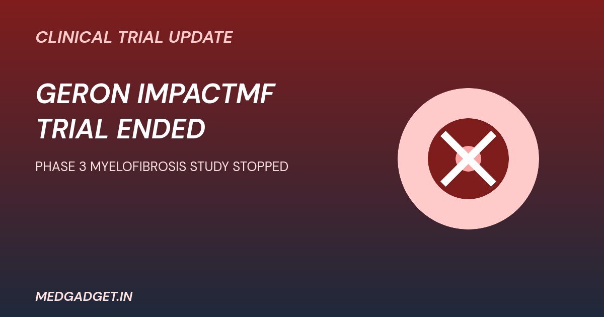 Geron IMpactMF trial discontinued graphic about the Phase 3 myelofibrosis study