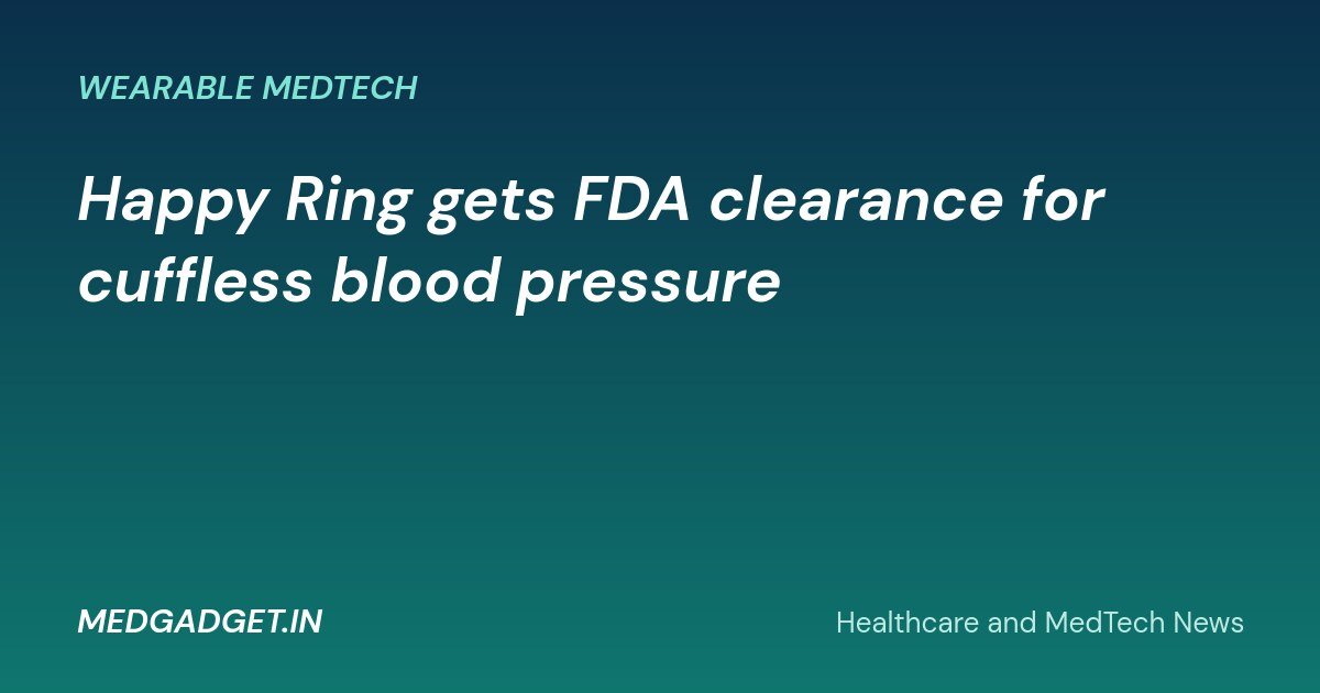 MedGadget.in banner: Happy Ring gets FDA clearance for cuffless blood pressure measurement
