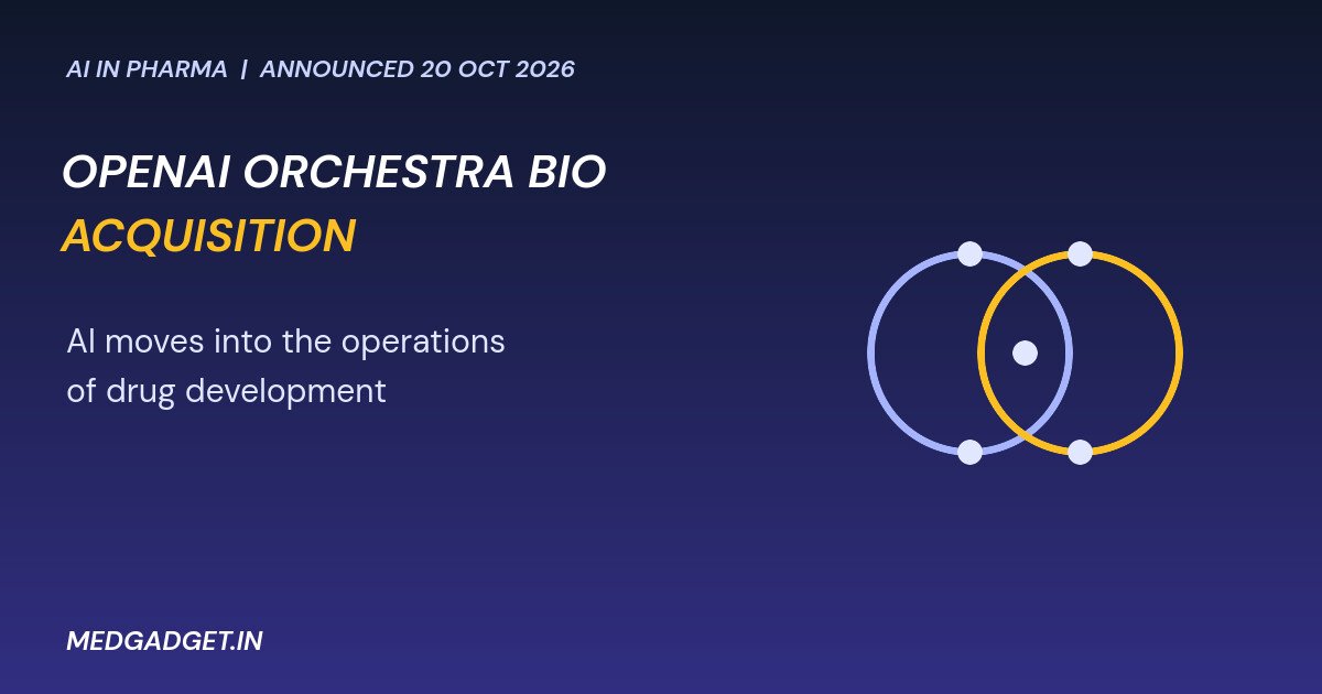 Graphic: OpenAI Orchestra Bio acquisition shown as two overlapping rings joined by nodes
