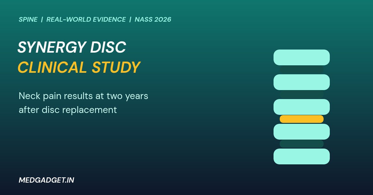 Graphic: Synergy Disc clinical study showing stacked spine vertebrae with one disc highlighted