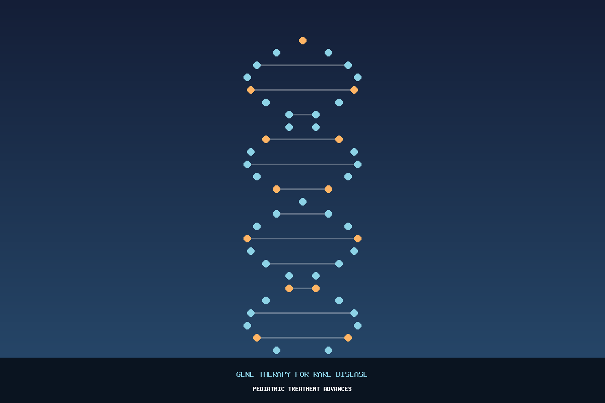 Illustration of a DNA double helix representing gene therapy advances for rare pediatric diseases