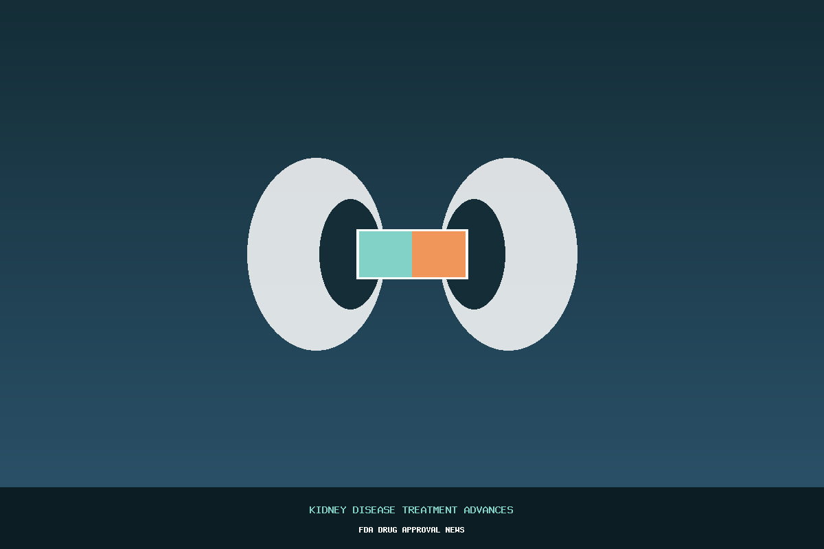 Illustration of kidneys and medication representing FDA-approved chronic kidney disease treatment advances